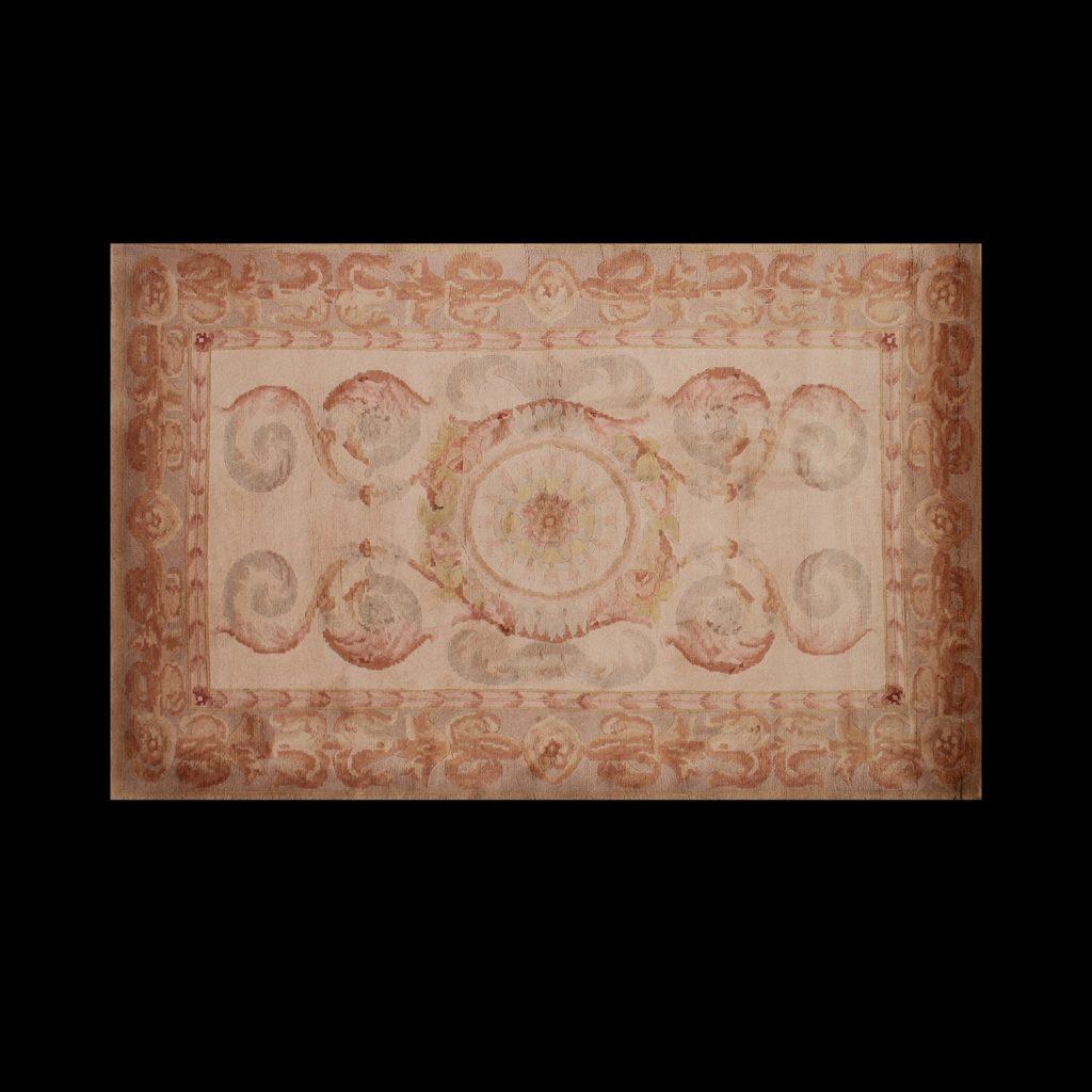 Hand-knotted rug in Savonnerie style, dimensions 5.01 ft by 3.01 ft