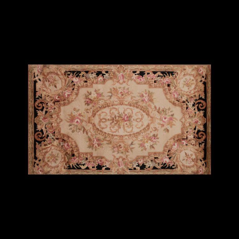 Hand-knotted rug in Savonnerie style, dimensions 5.01 ft by 3.01 ft