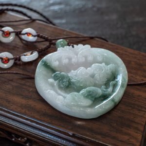 Collier tressé à pendentif en jade de Birmanie - Les canards de fidelité