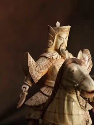 Sculpture "De Combat & d'Amour, Yang Zongbao et Mu Guiying" en Os Bovin de Chine
