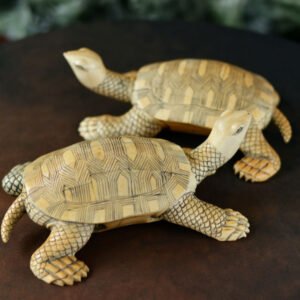 Longue vie à vous ! Deux tortues en marqueterie d’os.