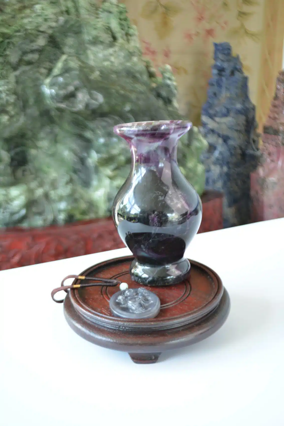 Duo - Flacon et Hotei en fluorite