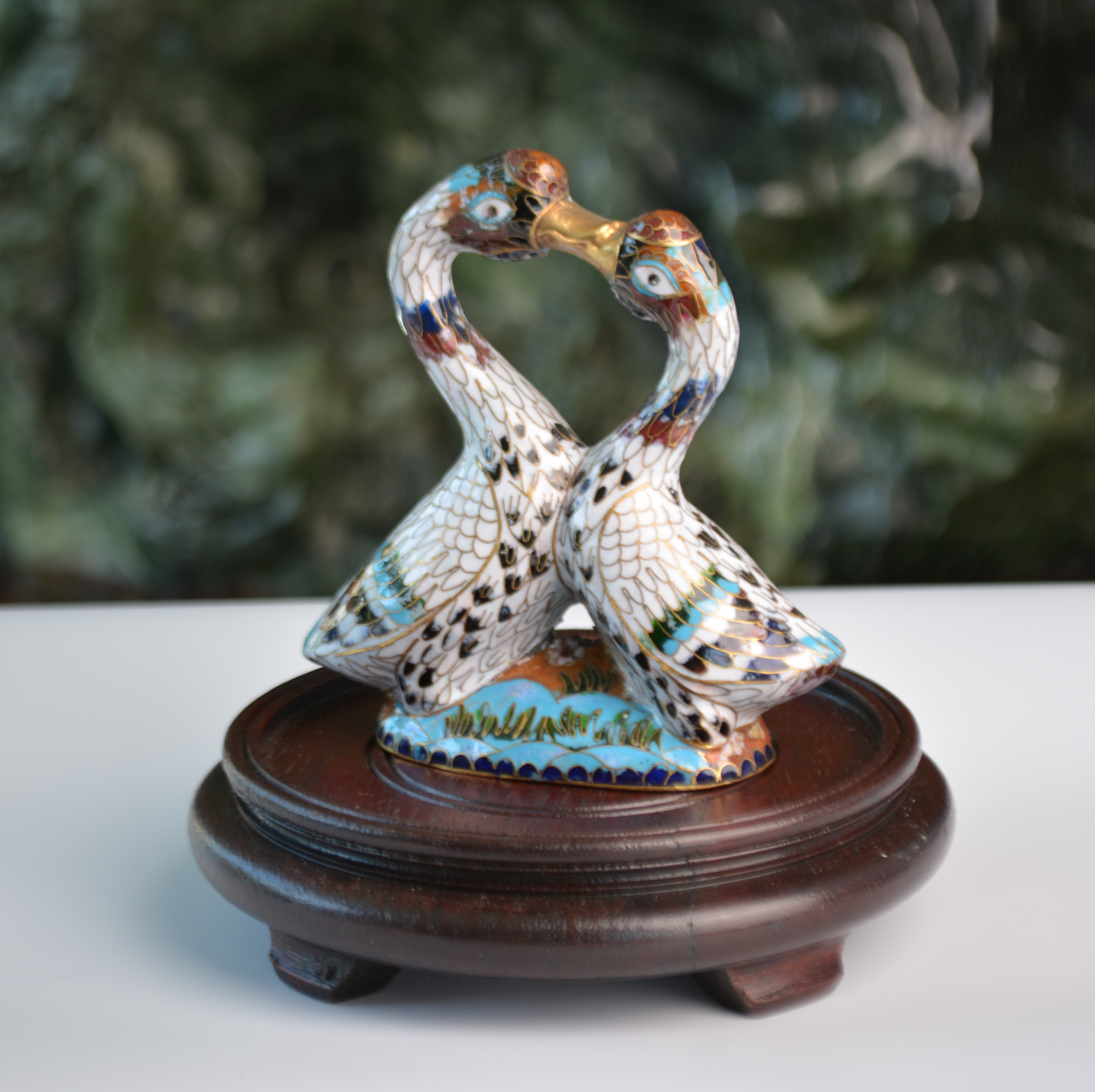 With love - a pair of geese in genuine cloisonné